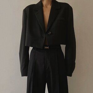 Crop Black Blazer - Commense